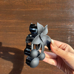 Matte Black Floral Hair Claw Clip