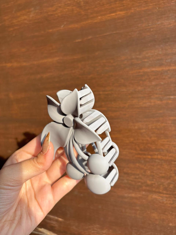 Matte Black Floral Hair Claw Clip