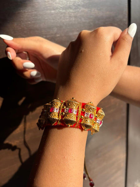 Rajputi Red Kundan Heritage Kada