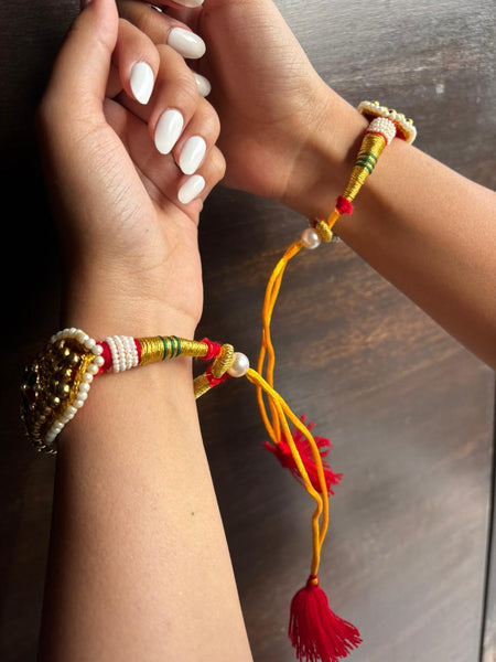 Rajputi Floral Meenakari Pearl Kada