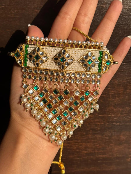 Rajputi Emerald Kundan Pearl Necklace