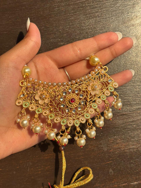 Rajputi Floral Pearl Drop Necklace & Earrings Set