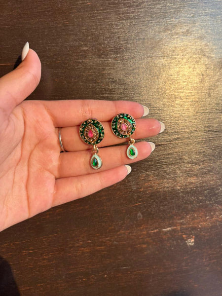 Rajputi Meenakari Pearl Choker Necklace & Earrings Set