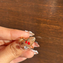 Red Cherry Crystal Adjustable Ring