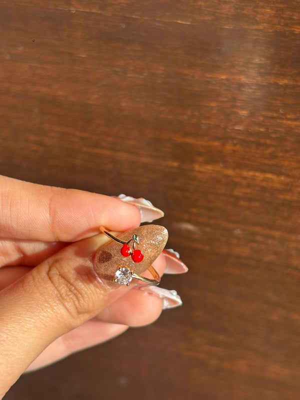 Red Cherry Crystal Adjustable Ring