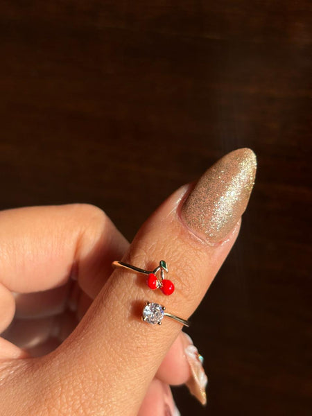 Red Cherry Crystal Adjustable Ring