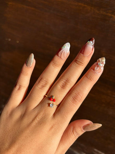 Red Cherry Crystal Adjustable Ring