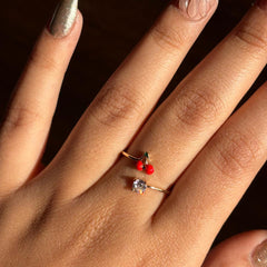 Red Cherry Crystal Adjustable Ring